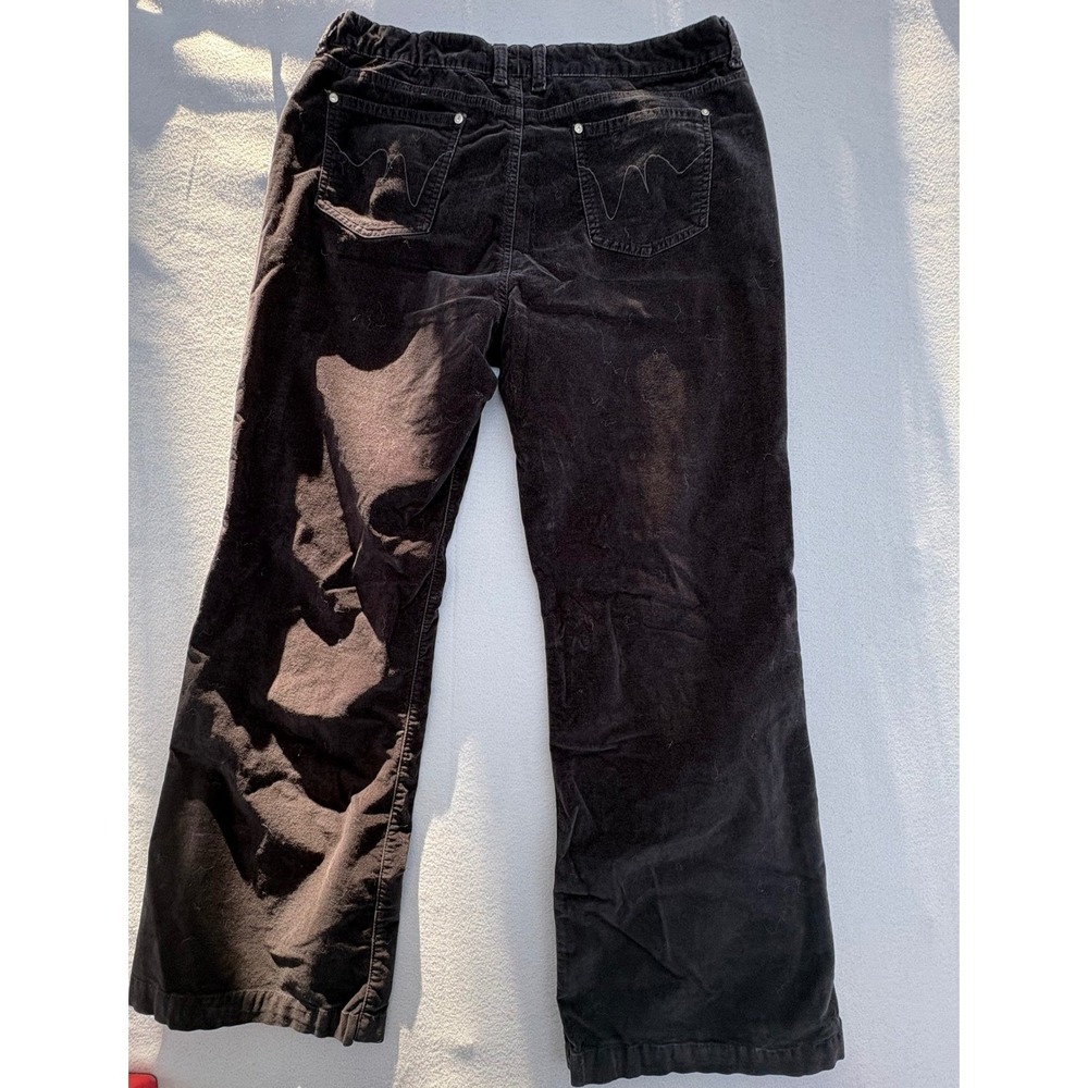 Gloria Vanderbilt Black Corduroy Wide Leg Pants Rhinestone Button Detail Womens - Picture 13 of 16